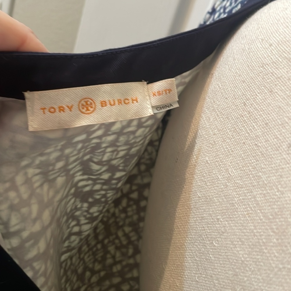 EUC Tory Burch Womens Geometric Print ZIP Front Ponte Dress Blue Size Xsmall - Picture 11 of 13
